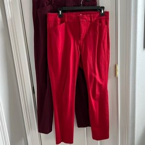 TWO Old Navy Pixie High Rise Pants-Secret Slim Pockets- Size 8-Red and Burgundy